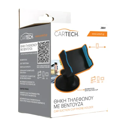 Βάση Τηλεφώνου Βεντούζα Οθόνης Cartech – Ρυθμιζόμενη 360° για Τζάμι & Ταμπλό