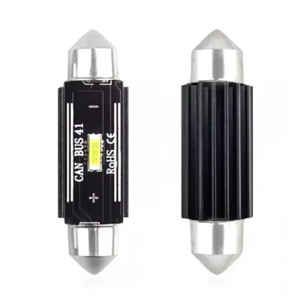 ΛΑΜΠΑΚΙΑ ΠΛΑΦΟΝΙΕΡΑΣ 41mm 12/24V 3,1W 5600K 1LED ULTRA BRIGHT CAN-BUS FESTOON (ΛΕΥΚΟ) AMiO - 2 ΤΕΜ.