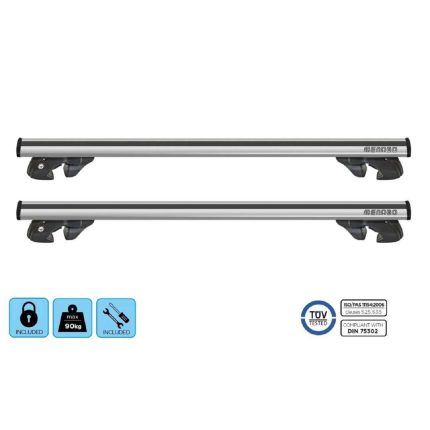 ΜΠΑΡΕΣ ΟΡΟΦΗΣ ΑΛΟΥΜΙΝΙΟΥ JACKSON XL SILVER 135 cm ΣΕ ΑΣΗΜΙ ΧΡΩΜΑ ΓΙΑ ΟΡΟΦΗ ΜΕ RAISED RAILS MENABO - 2 ΤΕΜ.