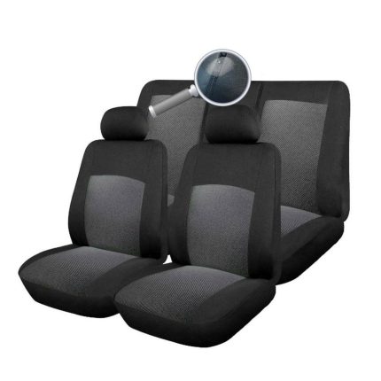 Σετ Καλύμματα Αυτοκινήτου με Φερμουάρ Πολυεστερικό 9 Τεμαχίων Μαύρο / Γκρι