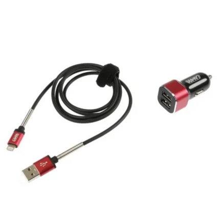 ΦΟΡΤΙΣΤΗΣ ΑΝΑΠΤΗΡΑ ΓΙΑ APPLE 12 / 24V ΜΕ 2 USB 2500mA ΜΕ ΚΑΛΩΔΙΟ 100cm FAST CHARGE (ΚΟΚΚΙΝΟ)