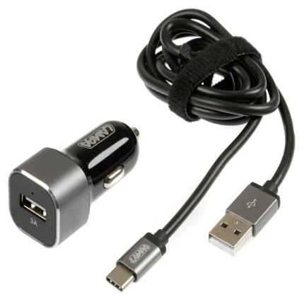 ΦΟΡΤΙΣΤΗΣ ΑΝΑΠΤΗΡΑ 12 / 24V ΜΕ 1 USB TYPE-C 3000mA ΜΕ ΚΑΛΩΔΙΟ 100cm FAST CHARGER SILVER LINE