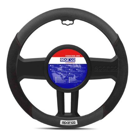 Κάλυμμα Τιμονιού Suede - Συνθετικό  κόκκινη ραφή 1τμχ Sparco