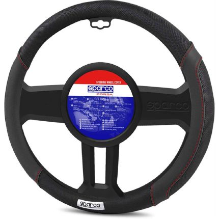 Κάλυμμα Τιμονιού Δερματίνη μαύρο-μαύρο 1τμχ Sparco