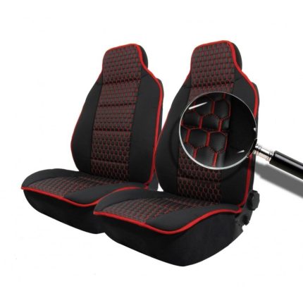 Σετ Καλύμματα 1 + 1 πολυτελείας Μαύρο / Κόκκινο Δερμάτινη