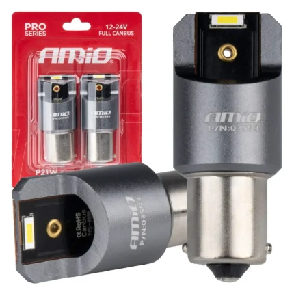 ΛΑΜΠΕΣ LED CAN-BUS P21W BA15S 12/24V 6.000K 2xSMD ΛΕΥΚΟ PRO SERIES - 2 ΤΕΜ