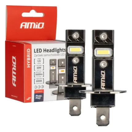 ΛΑΜΠΕΣ LED H3 12V 60W 6.000K 5.600lm +400% LED CAN-BUS HYBRID SERIES AMIO - 2 ΤΕΜ.