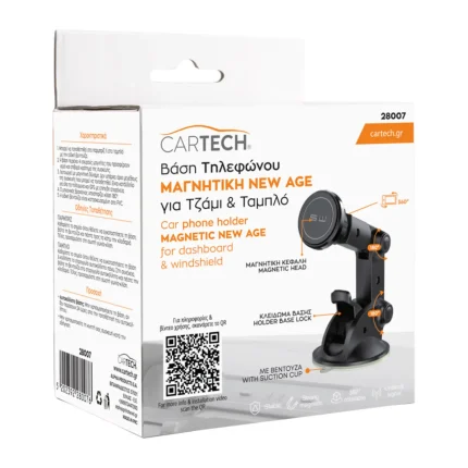 Μαγνητική Βάση Τηλεφώνου Cartech – 4 Μαγνήτες, Ρυθμιζόμενη 360° για Παρμπρίζ & Ταμπλό