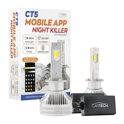Λάμπες LED Αυτοκινήτου CT5 Mobile App H1 Night Killer 160W 16000LM 6500K με Έλεγχο μέσω Εφαρμογής