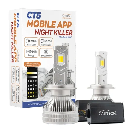 Λάμπες LED Αυτοκινήτου CT5 Mobile App H7 Night Killer 160W 16000LM 6500K με Έλεγχο μέσω Εφαρμογής