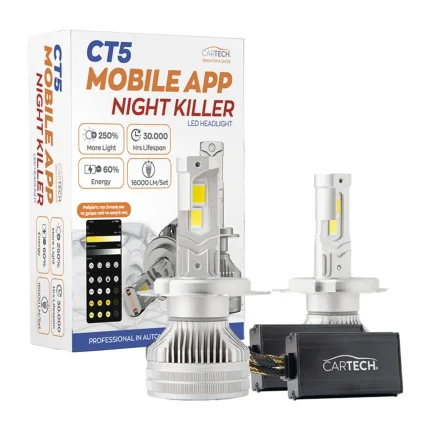 Λάμπες LED Αυτοκινήτου CT5 Mobile App H4 Night Killer 160W 16000LM 6500K με Έλεγχο μέσω Εφαρμογής