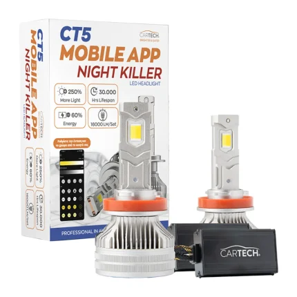 Λάμπες LED Αυτοκινήτου CT5 Mobile App H11 Night Killer 160W 16000LM 6500K με Έλεγχο μέσω Εφαρμογής