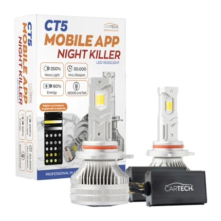 Λάμπες LED Αυτοκινήτου CT5 Mobile App HIR2 Night Killer 160W 16000LM 6500K με Έλεγχο μέσω Εφαρμογής
